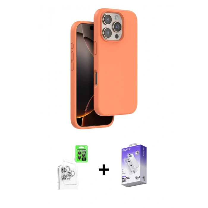 MARSİLYAN™- iPhone 16 Pro Max Kılıf Kıvılcım Çizgi Serisi - Siyah Bilvis 5in1 3D Magic Cam Ekran Koruyucu + Raze Metal Kamera Lens - BZ