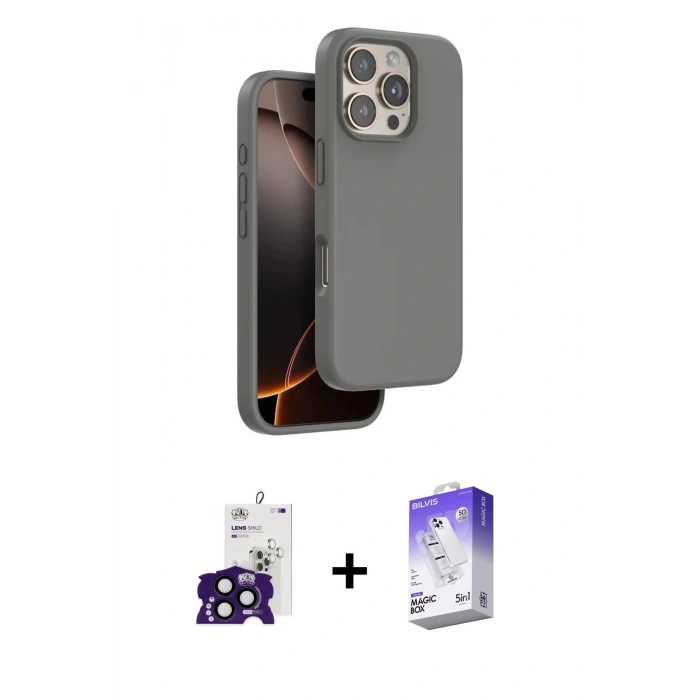 MARSİLYAN™- iPhone 16 Pro Max Kılıf Kıvılcım Çizgi Serisi - Siyah Bilvis 5in1 3D Magic Cam Ekran Koruyucu + Bilvis Titan Kamera Lens - SH