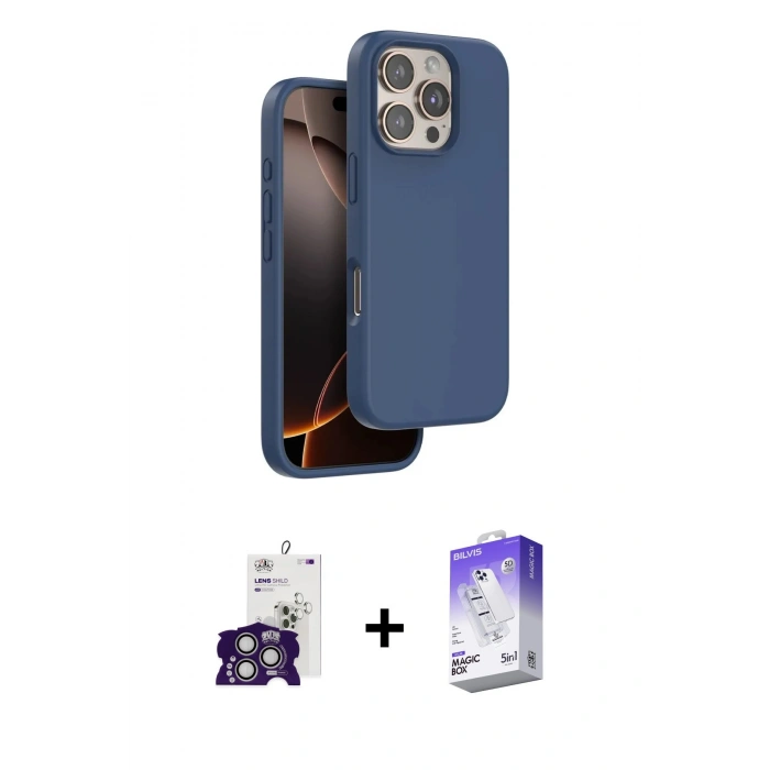 MARSİLYAN™- iPhone 16 Pro Max Kılıf Kıvılcım Çizgi Serisi - Siyah Bilvis 5in1 3D Magic Cam Ekran Koruyucu + Bilvis Titan Kamera Lens - GS