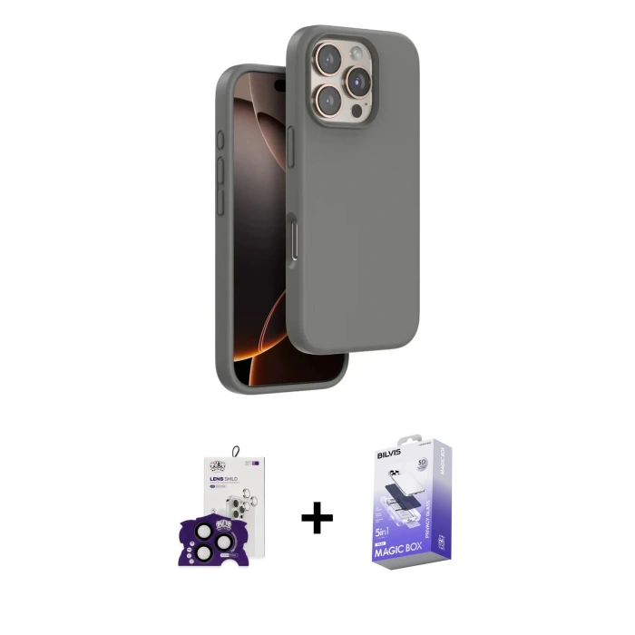 MARSİLYAN™- iPhone 16 Pro Max Kılıf Kıvılcım Çizgi Serisi - Siyah Bilvis 5in1 5D Magic Hayalet Cam Ekran Koruyucu + Bilvis Titan Kamera Lens - SH