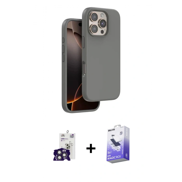 MARSİLYAN™- iPhone 16 Pro Max Kılıf Kıvılcım Çizgi Serisi - Siyah Bilvis 5in1 5D Magic Hayalet Cam Ekran Koruyucu + Bilvis Titan Kamera Lens - TMGI