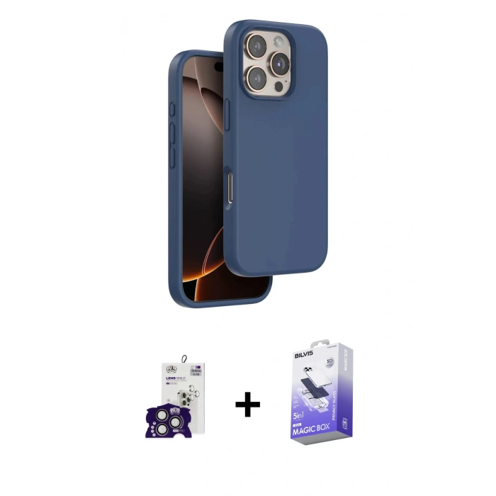 MARSİLYAN™- iPhone 16 Pro Max Kılıf Kıvılcım Çizgi Serisi - Siyah Bilvis 5in1 5D Magic Hayalet Cam Ekran Koruyucu + Bilvis Titan Kamera Lens - TMGI