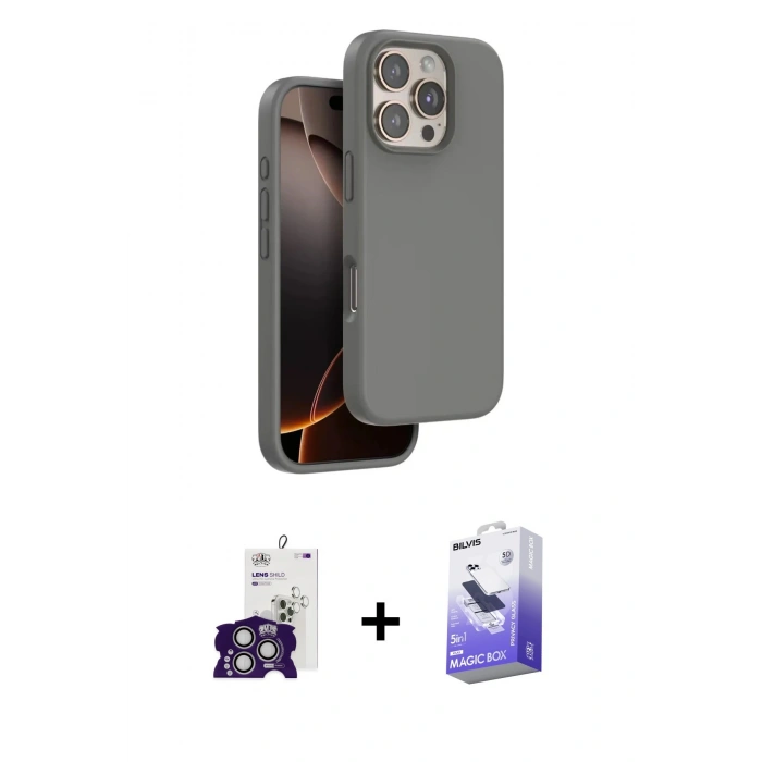 MARSİLYAN™- iPhone 16 Pro Max Kılıf Kıvılcım Çizgi Serisi - Siyah Bilvis 5in1 5D Magic Hayalet Cam Ekran Koruyucu + Bilvis Titan Kamera Lens - GS