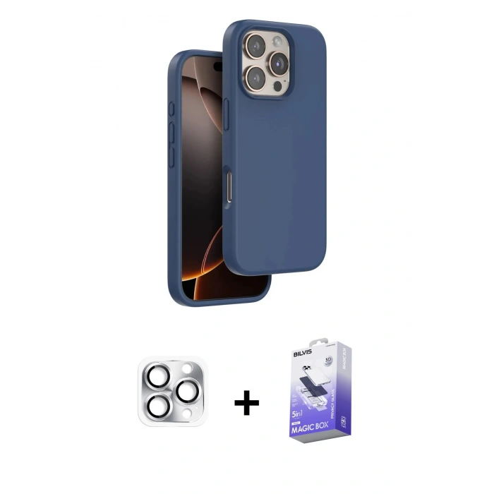 MARSİLYAN™- iPhone 16 Pro Max Kılıf Kıvılcım Çizgi Serisi - Siyah Bilvis 5in1 5D Magic Hayalet Cam Ekran Koruyucu + Pers Alüminyum Kamera Lens - GS