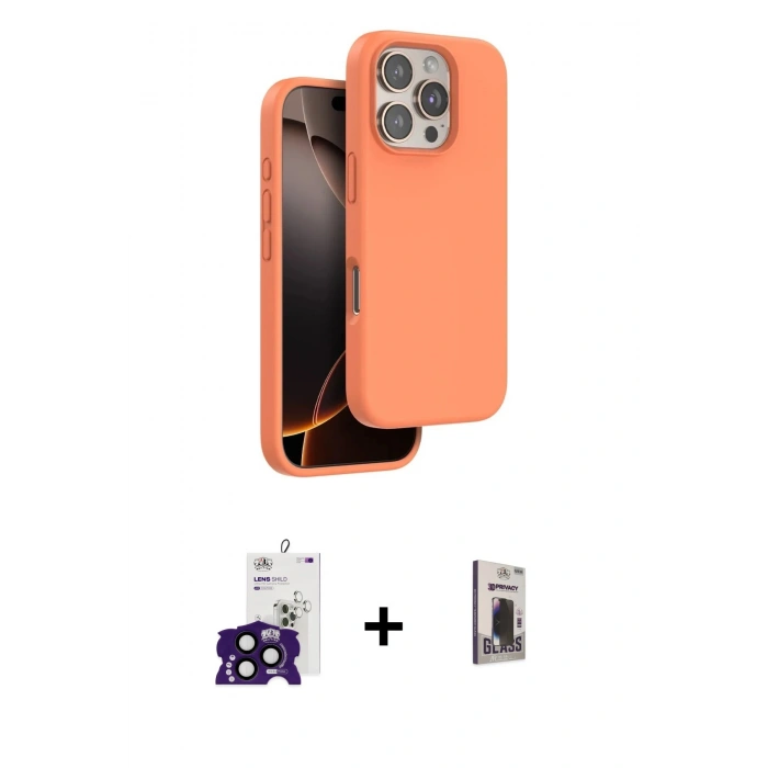 MARSİLYAN™- iPhone 16 Pro Max Kılıf Kıvılcım Çizgi Serisi - Siyah Bilvis Hayalet Cam Ekran Koruyucu + Bilvis Titan Kamera Lens - SH