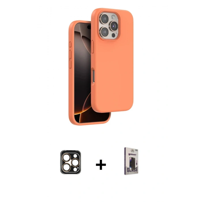 MARSİLYAN™- iPhone 16 Pro Max Kılıf Kıvılcım Çizgi Serisi - Siyah Bilvis Hayalet Cam Ekran Koruyucu + PVD Metal Kamera Lens - GD