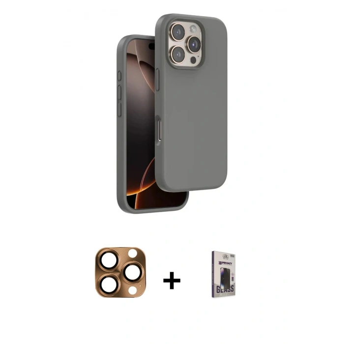 MARSİLYAN™- iPhone 16 Pro Max Kılıf Kıvılcım Çizgi Serisi - Siyah Bilvis Hayalet Cam Ekran Koruyucu + Pers Alüminyum Kamera Lens - CLTM