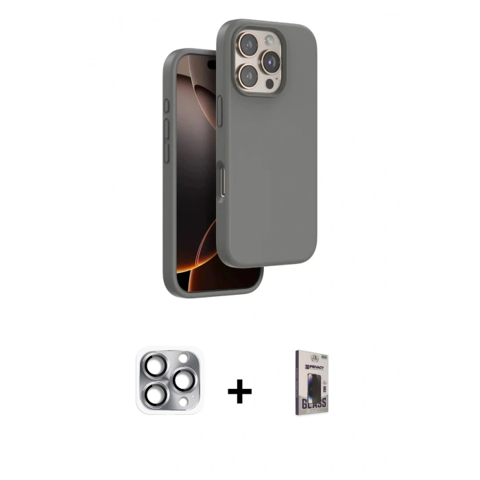 MARSİLYAN™- iPhone 16 Pro Max Kılıf Kıvılcım Çizgi Serisi - Siyah Bilvis Hayalet Cam Ekran Koruyucu + Pers Alüminyum Kamera Lens - GI
