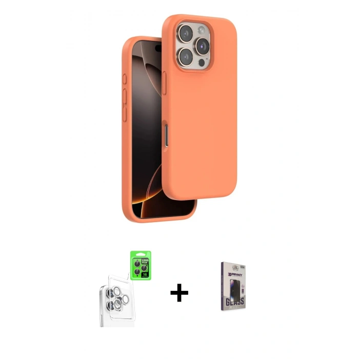 MARSİLYAN™- iPhone 16 Pro Max Kılıf Kıvılcım Çizgi Serisi - Siyah Bilvis Hayalet Cam Ekran Koruyucu + Raze Metal Kamera Lens - BZ