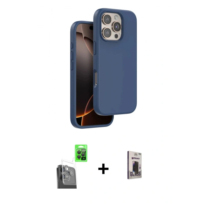 MARSİLYAN™- iPhone 16 Pro Max Kılıf Kıvılcım Çizgi Serisi - Siyah Bilvis Hayalet Cam Ekran Koruyucu + Siyah Raze Metal Kamera Lens