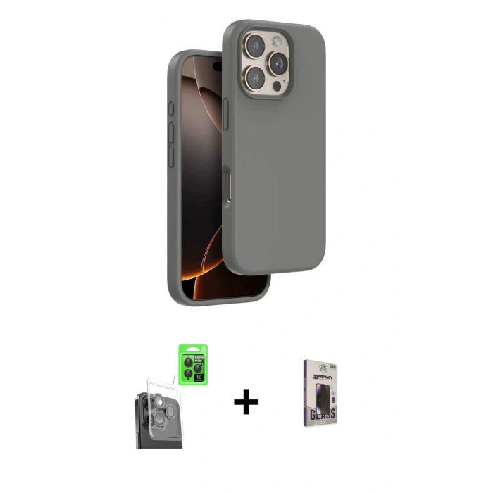 MARSİLYAN™- iPhone 16 Pro Max Kılıf Kıvılcım Çizgi Serisi - Siyah Bilvis Hayalet Cam Ekran Koruyucu + Siyah Raze Metal Kamera Lens