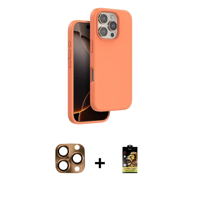 MARSİLYAN™- iPhone 16 Pro Max Kılıf Kıvılcım Çizgi Serisi - Siyah Buffer Cam Ekran Koruyucu + Pers Alüminyum Kamera Lens - CLTM