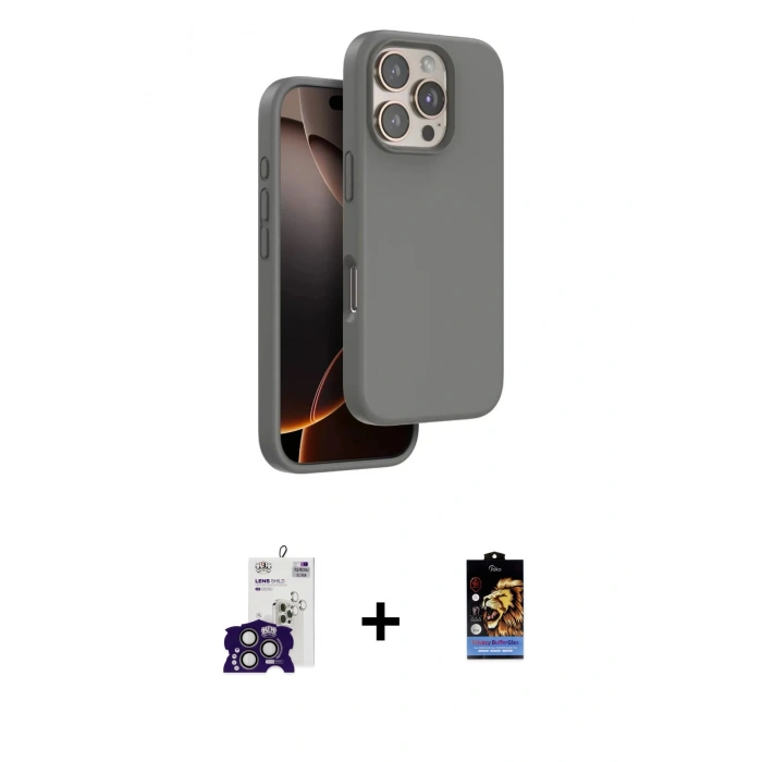 MARSİLYAN™- iPhone 16 Pro Max Kılıf Kıvılcım Çizgi Serisi - Siyah Buffer Hayalet Cam Ekran Koruyucu + Bilvis Titan Kamera Lens - TMGI