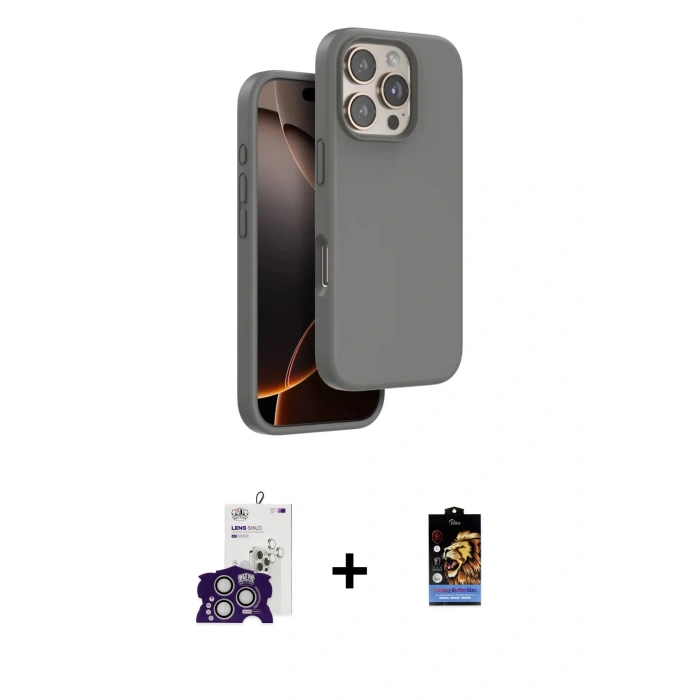 MARSİLYAN™- iPhone 16 Pro Max Kılıf Kıvılcım Çizgi Serisi - Siyah Buffer Hayalet Cam Ekran Koruyucu + Bilvis Titan Kamera Lens - GS