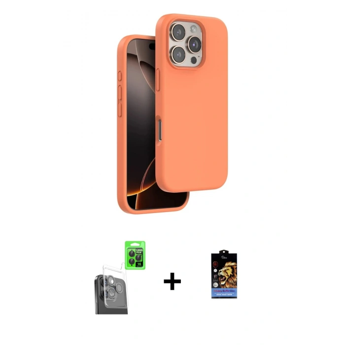 MARSİLYAN™- iPhone 16 Pro Max Kılıf Kıvılcım Çizgi Serisi - Siyah Buffer Hayalet Cam Ekran Koruyucu + Raze Metal Kamera Lens - SH