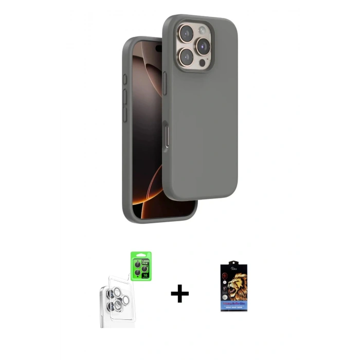 MARSİLYAN™- iPhone 16 Pro Max Kılıf Kıvılcım Çizgi Serisi - Siyah Buffer Hayalet Cam Ekran Koruyucu + Raze Metal Kamera Lens - BZ