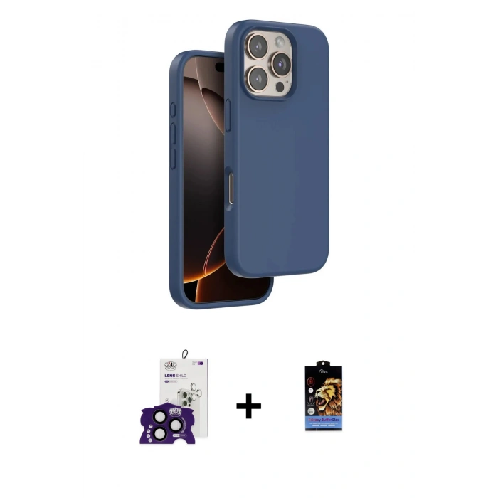 MARSİLYAN™- iPhone 16 Pro Max Kılıf Kıvılcım Çizgi Serisi - Siyah Buffer Hayalet Cam Ekran Koruyucu + Siyah Bilvis Titan Kamera Lens