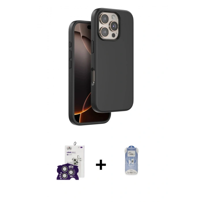 MARSİLYAN™- iPhone 16 Pro Max Kılıf Kıvılcım Çizgi Serisi - Siyah Joko Magic 5D Cam + Bilvis Titan Kamera Lens - GS