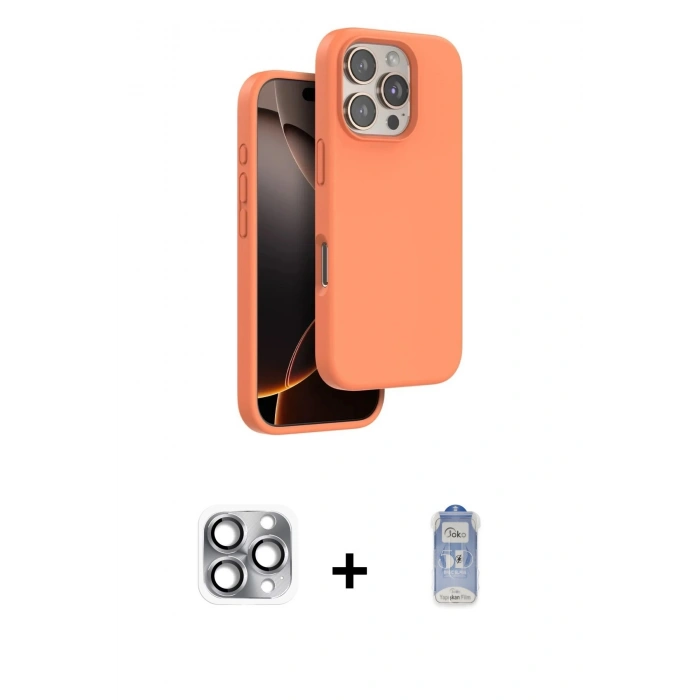 MARSİLYAN™- iPhone 16 Pro Max Kılıf Kıvılcım Çizgi Serisi - Siyah Joko Magic 5D Cam + Pers Alüminyum Kamera Lens - GI