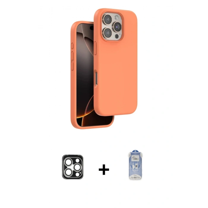 MARSİLYAN™- iPhone 16 Pro Max Kılıf Kıvılcım Çizgi Serisi - Siyah Joko Magic 5D Cam + PVD Metal Kamera Lens - GS