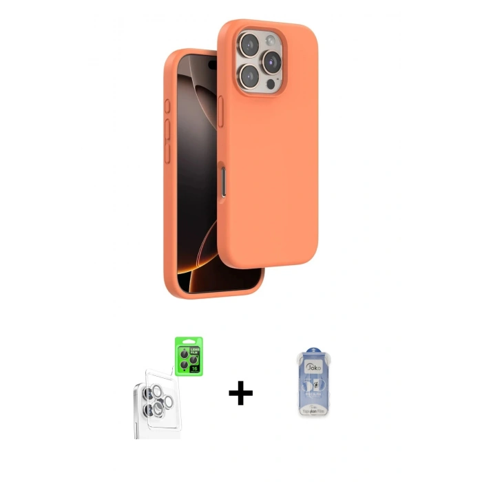 MARSİLYAN™- iPhone 16 Pro Max Kılıf Kıvılcım Çizgi Serisi - Siyah Joko Magic 5D Cam + Raze Metal Kamera Lens - BZ