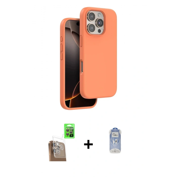MARSİLYAN™- iPhone 16 Pro Max Kılıf Kıvılcım Çizgi Serisi - Siyah Joko Magic 5D Cam + Raze Metal Kamera Lens - CLTM