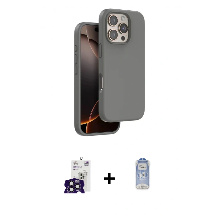 MARSİLYAN™- iPhone 16 Pro Max Kılıf Kıvılcım Çizgi Serisi - Siyah Joko Magic 5D Cam + Titanyum Gri Bilvis Titan Kamera Lens