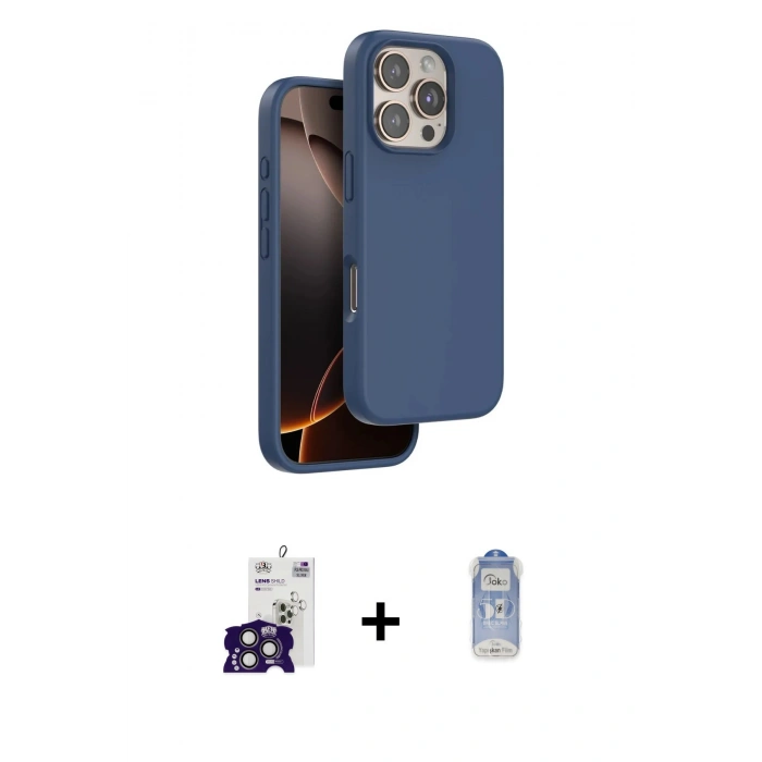 MARSİLYAN™- iPhone 16 Pro Max Kılıf Kıvılcım Çizgi Serisi - Siyah Joko Magic 5D Cam + Titanyum Gri Bilvis Titan Kamera Lens