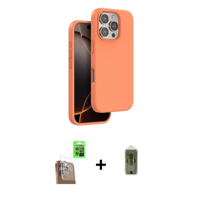 MARSİLYAN™- iPhone 16 Pro Max Kılıf Kıvılcım Çizgi Serisi - Siyah Joko Magic 5D Hayalet Cam + Çöl Titanyum Raze Metal Kamera Lens