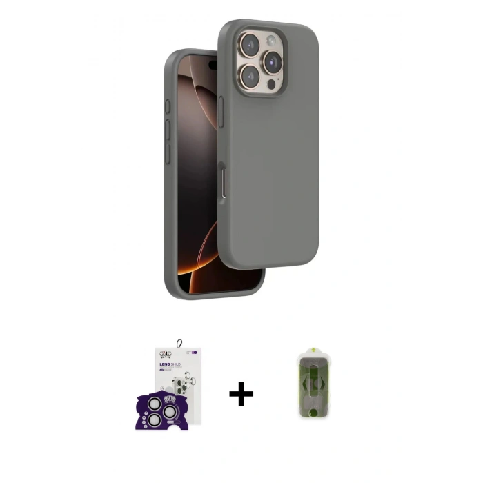 MARSİLYAN™- iPhone 16 Pro Max Kılıf Kıvılcım Çizgi Serisi - Siyah Joko Magic 5D Hayalet Cam + Bilvis Titan Kamera Lens - GS
