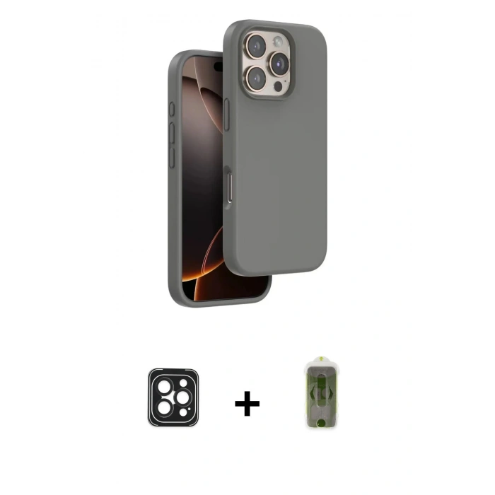 MARSİLYAN™- iPhone 16 Pro Max Kılıf Kıvılcım Çizgi Serisi - Siyah Joko Magic 5D Hayalet Cam + PVD Metal Kamera Lens - SH