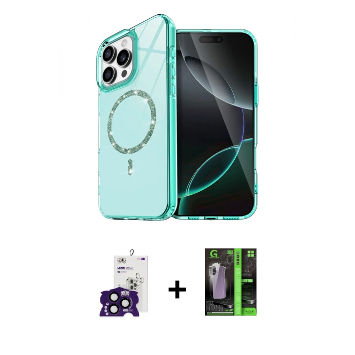 MARSİLYAN™- iPhone 16 Pro Max Kılıf Kıvılcım Form Prime - Şeffaf 360 Full Body Arka Koruyucu + Bilvis Titan Kamera Lens - SH