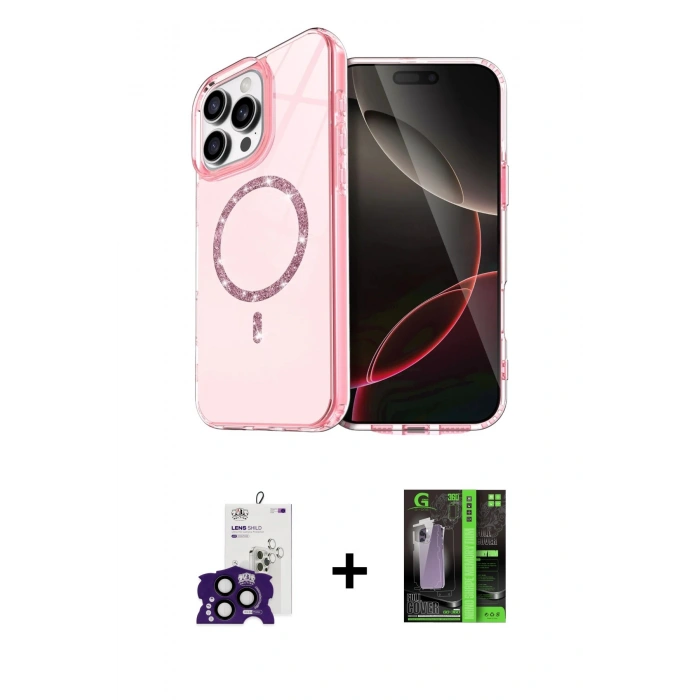 MARSİLYAN™- iPhone 16 Pro Max Kılıf Kıvılcım Form Prime - Şeffaf 360 Full Body Arka Koruyucu + Bilvis Titan Kamera Lens - SH