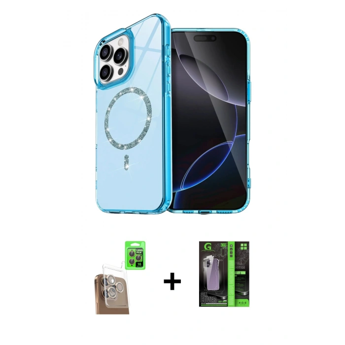 MARSİLYAN™- iPhone 16 Pro Max Kılıf Kıvılcım Form Prime - Şeffaf 360 Full Body Arka Koruyucu + Çöl Titanyum Raze Metal Kamera Lens