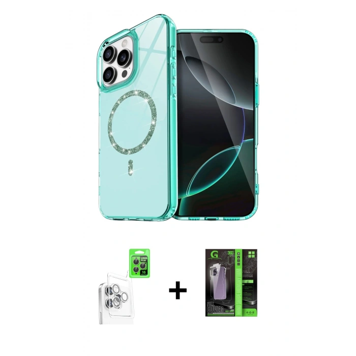 MARSİLYAN™- iPhone 16 Pro Max Kılıf Kıvılcım Form Prime - Şeffaf 360 Full Body Arka Koruyucu + Raze Metal Kamera Lens - BZ