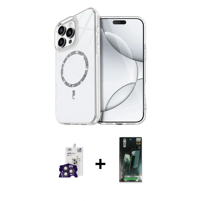 MARSİLYAN™- iPhone 16 Pro Max Kılıf Kıvılcım Form Prime - Siyah 360 Mat Full Body Arka Koruyucu + Bilvis Titan Kamera Lens - TMGI