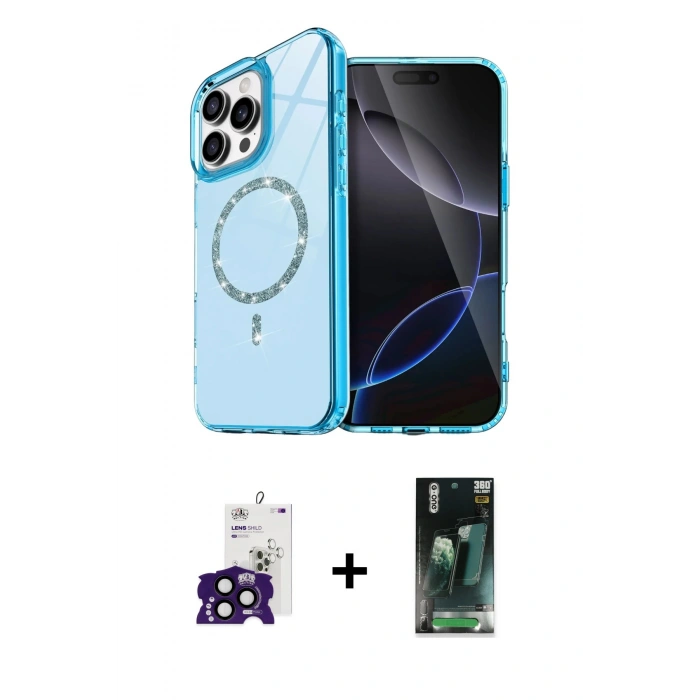 MARSİLYAN™- iPhone 16 Pro Max Kılıf Kıvılcım Form Prime - Siyah 360 Mat Full Body Arka Koruyucu + Bilvis Titan Kamera Lens - SH