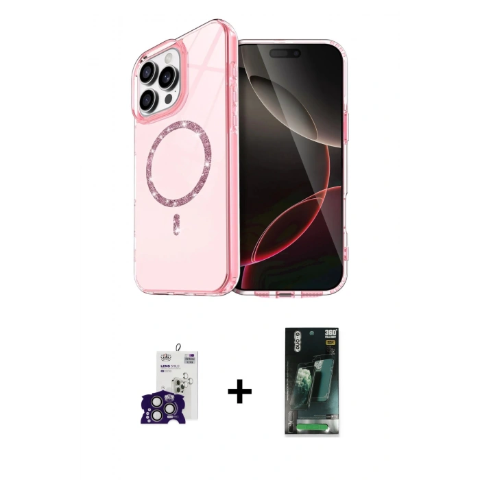 MARSİLYAN™- iPhone 16 Pro Max Kılıf Kıvılcım Form Prime - Siyah 360 Mat Full Body Arka Koruyucu + Bilvis Titan Kamera Lens - TMGI