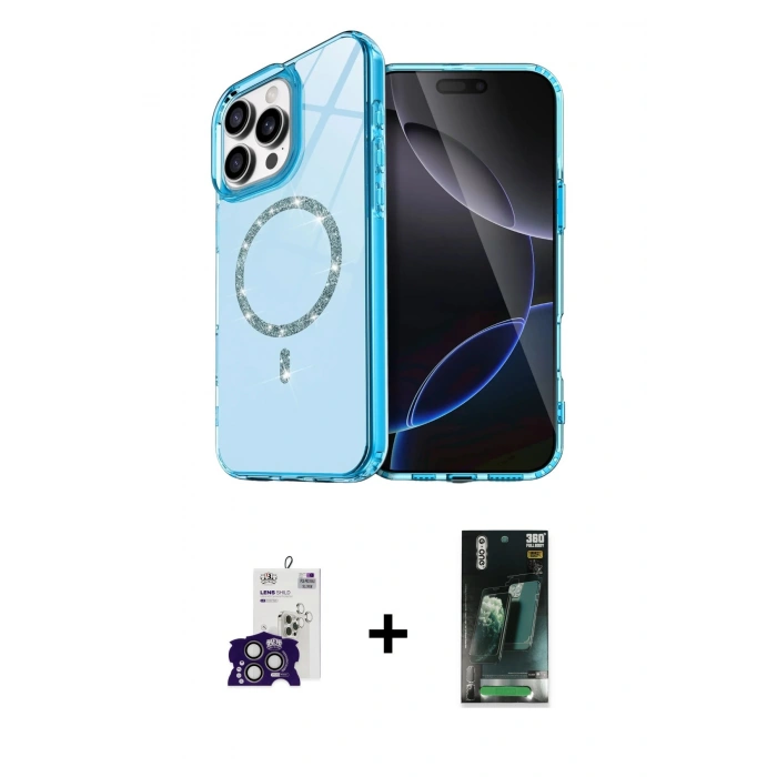 MARSİLYAN™- iPhone 16 Pro Max Kılıf Kıvılcım Form Prime - Siyah 360 Mat Full Body Arka Koruyucu + Bilvis Titan Kamera Lens - TMGI