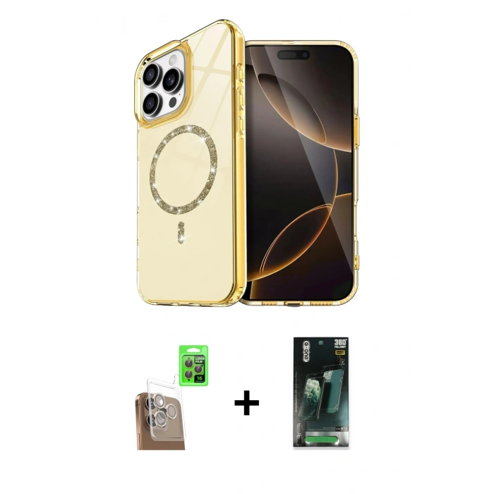 MARSİLYAN™- iPhone 16 Pro Max Kılıf Kıvılcım Form Prime - Siyah 360 Mat Full Body Arka Koruyucu + Çöl Titanyum Raze Metal Kamera Lens