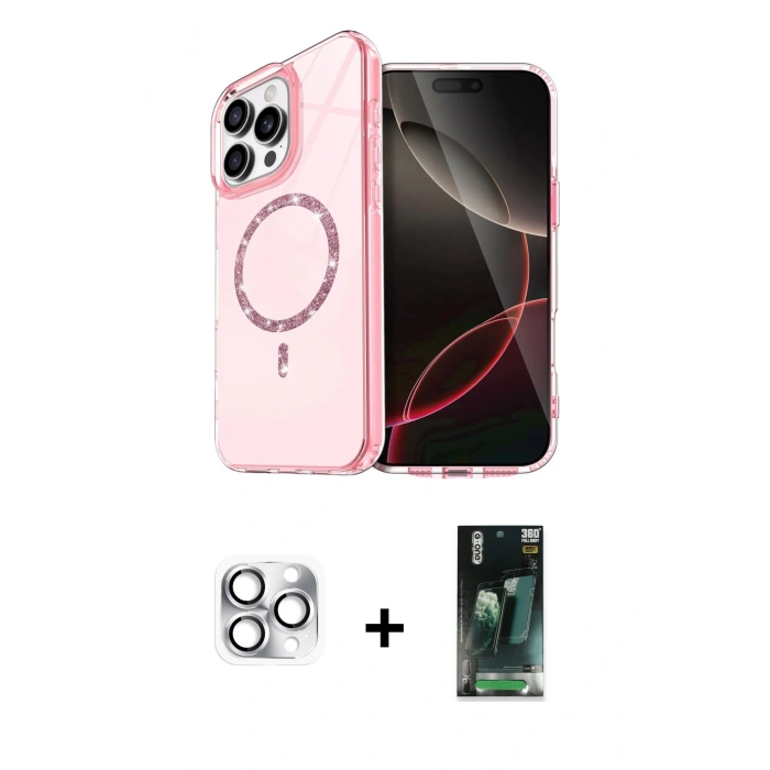 MARSİLYAN™- iPhone 16 Pro Max Kılıf Kıvılcım Form Prime - Siyah 360 Mat Full Body Arka Koruyucu + Pers Alüminyum Kamera Lens - GS