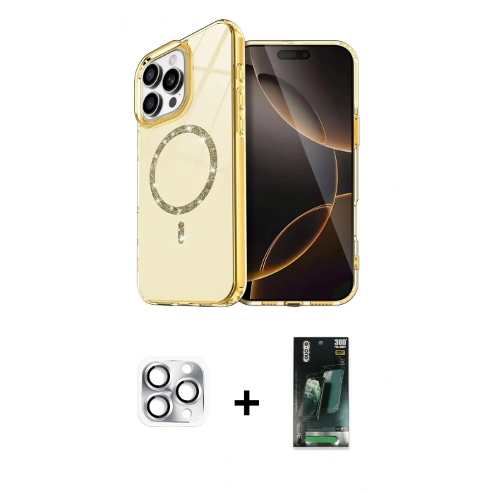 MARSİLYAN™- iPhone 16 Pro Max Kılıf Kıvılcım Form Prime - Siyah 360 Mat Full Body Arka Koruyucu + Pers Alüminyum Kamera Lens - GS