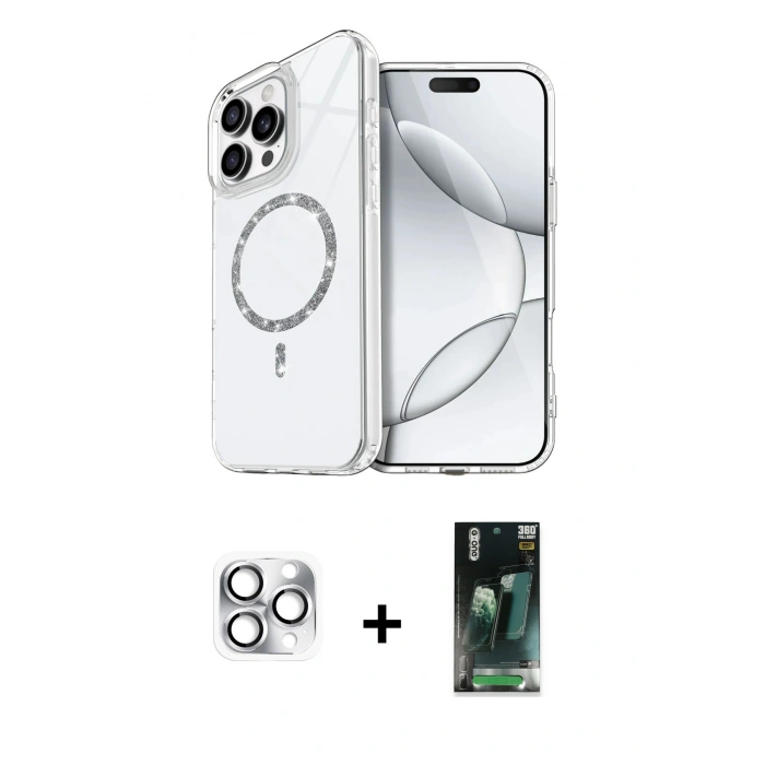 MARSİLYAN™- iPhone 16 Pro Max Kılıf Kıvılcım Form Prime - Siyah 360 Mat Full Body Arka Koruyucu + Pers Alüminyum Kamera Lens - GS