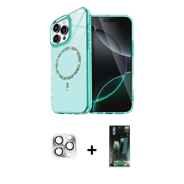 MARSİLYAN™- iPhone 16 Pro Max Kılıf Kıvılcım Form Prime - Siyah 360 Mat Full Body Arka Koruyucu + Pers Alüminyum Kamera Lens - GS