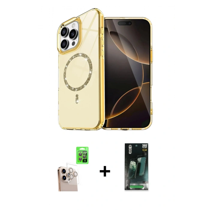 MARSİLYAN™- iPhone 16 Pro Max Kılıf Kıvılcım Form Prime - Siyah 360 Mat Full Body Arka Koruyucu + Raze Metal Kamera Lens - NLGY