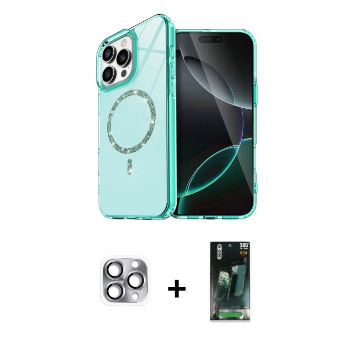 MARSİLYAN™- iPhone 16 Pro Max Kılıf Kıvılcım Form Prime - Siyah 360 Mat Full Body Arka Koruyucu + Pers Alüminyum Kamera Lens - GI