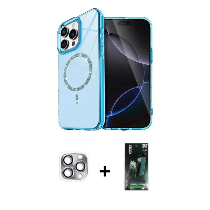 MARSİLYAN™- iPhone 16 Pro Max Kılıf Kıvılcım Form Prime - Siyah 360 Mat Full Body Arka Koruyucu + Pers Alüminyum Kamera Lens - GI