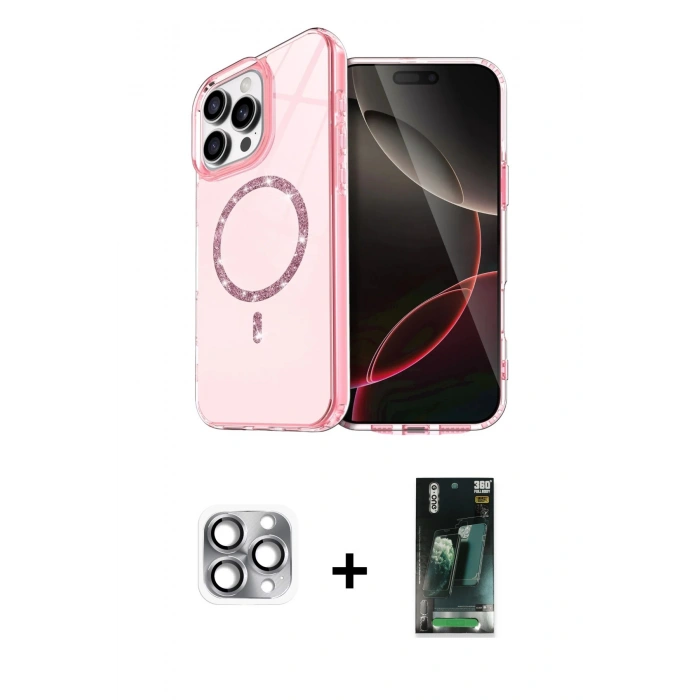MARSİLYAN™- iPhone 16 Pro Max Kılıf Kıvılcım Form Prime - Siyah 360 Mat Full Body Arka Koruyucu + Pers Alüminyum Kamera Lens - GI