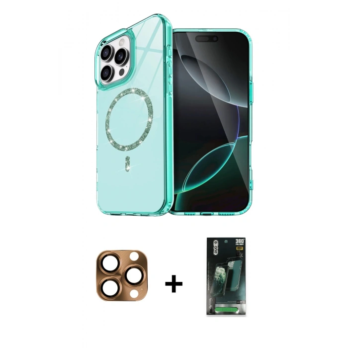 MARSİLYAN™- iPhone 16 Pro Max Kılıf Kıvılcım Form Prime - Siyah 360 Mat Full Body Arka Koruyucu + Pers Alüminyum Kamera Lens - CLTM
