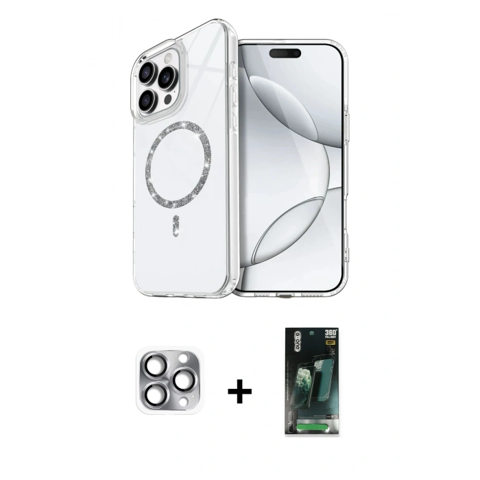 MARSİLYAN™- iPhone 16 Pro Max Kılıf Kıvılcım Form Prime - Siyah 360 Mat Full Body Arka Koruyucu + Pers Alüminyum Kamera Lens - GI
